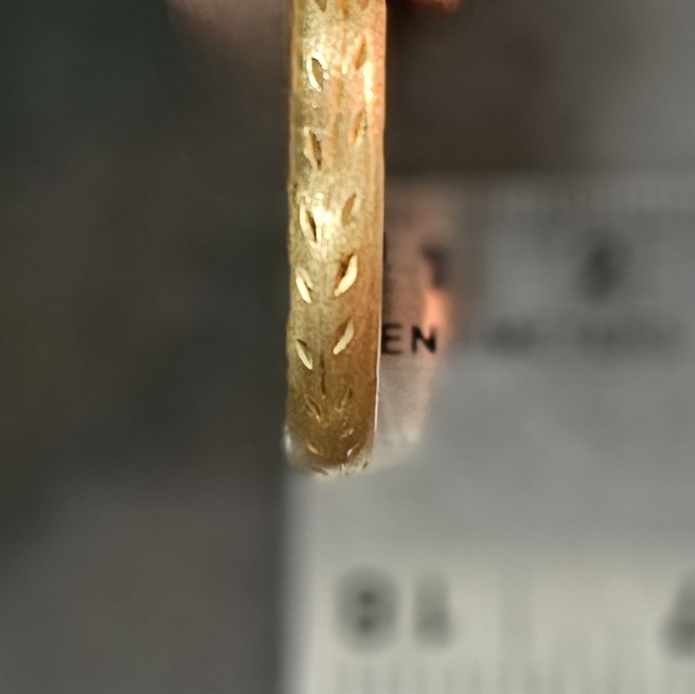 Etched 14k Gold Hoop Earrings - Picture 5 of 16